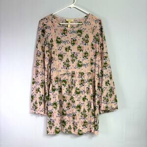 Matilda Jane Blush Pink Tunic with Green & Blue Floral Design Size Medium NN0774